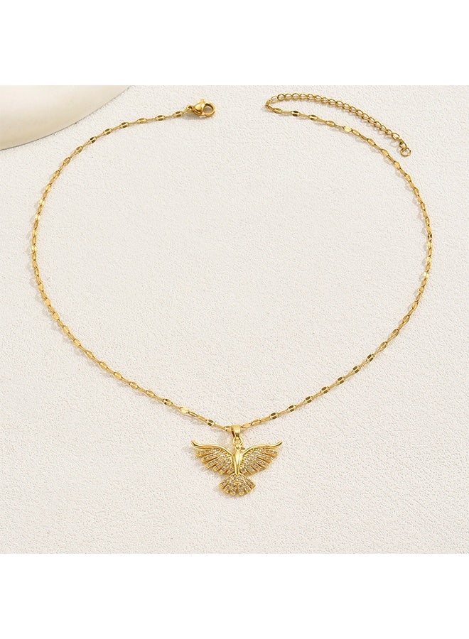 عقد قلادة طائر الفينيق من الفولاذ المقاوم للصدأ بأجنحة مفتوحة للنساء للاستخدام اليومي قطعة واحدة - Image 2
