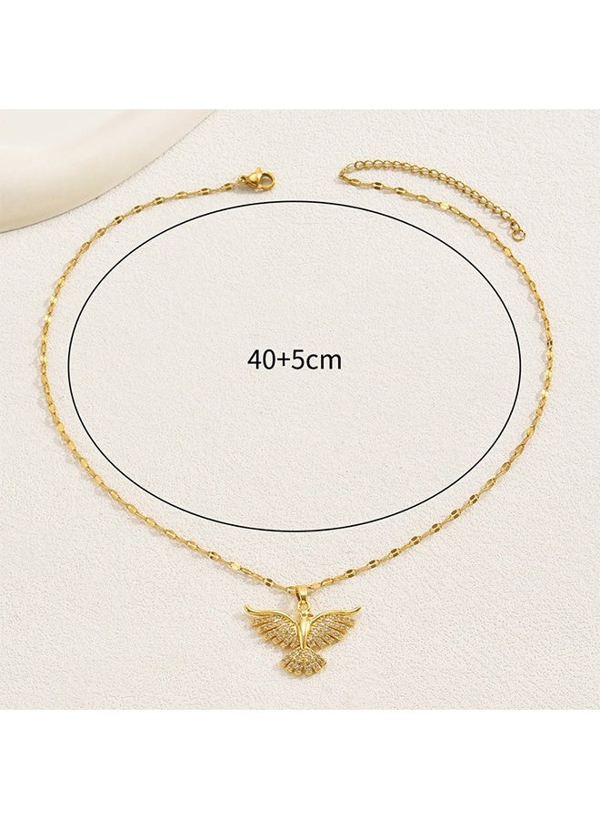 عقد قلادة طائر الفينيق من الفولاذ المقاوم للصدأ بأجنحة مفتوحة للنساء للاستخدام اليومي قطعة واحدة - Image 5