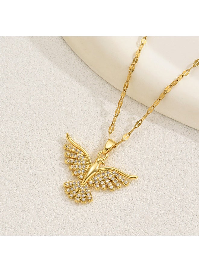 عقد قلادة طائر الفينيق من الفولاذ المقاوم للصدأ بأجنحة مفتوحة للنساء للاستخدام اليومي قطعة واحدة - Image 3