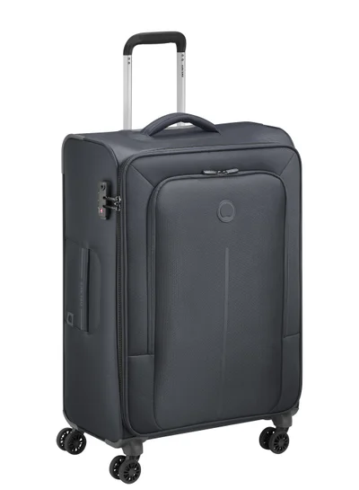 DELSEY Paris Caracas 71cm Softcase 4 Double Wheel Expandable Check-In Luggage Trolley - Black