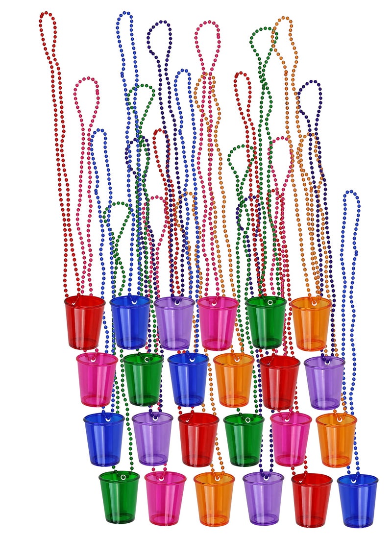 Iconikal Iconikal 24Pack Shot Glass on Beaded Necklace Assorted Colors Tailgating Drinking Party
