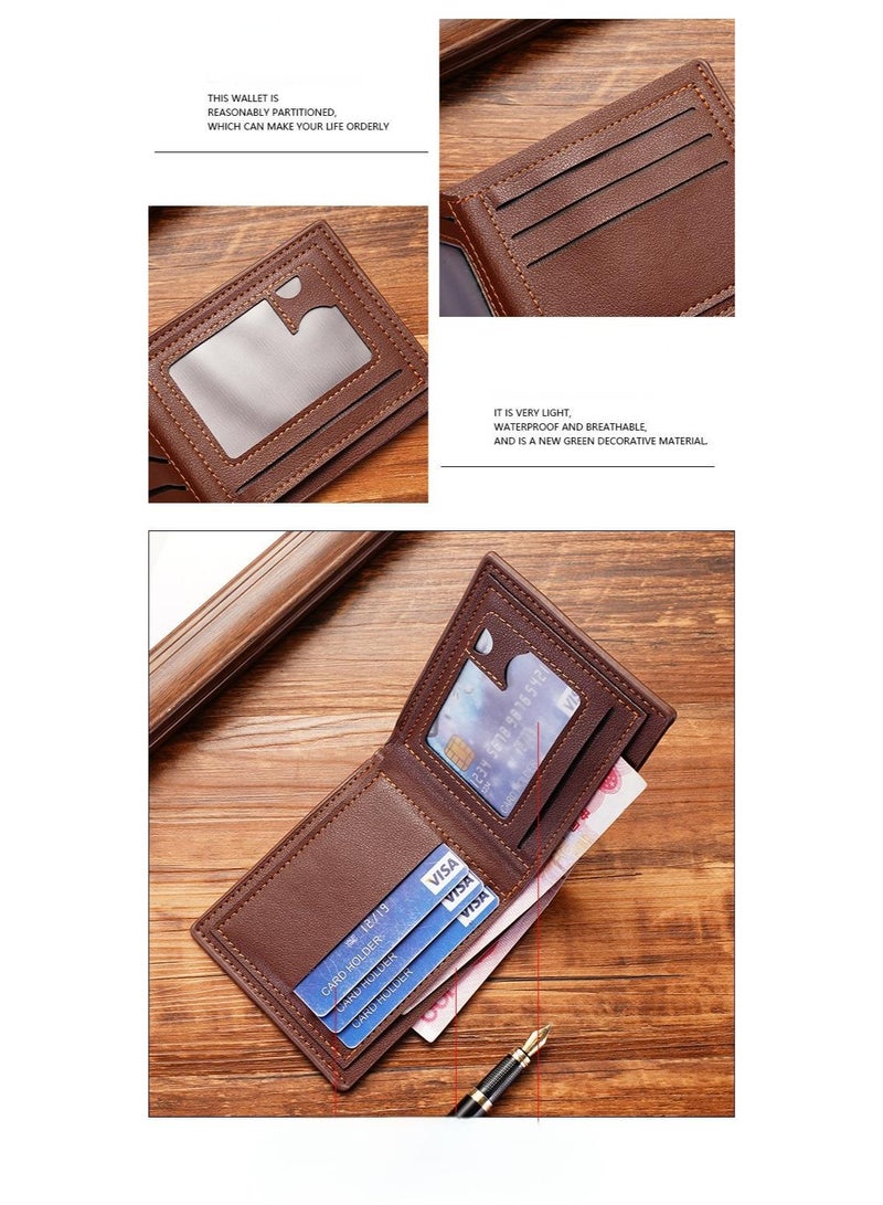 جيانغ بي أو محفظة رجالية قصيرة جديدة ثلاثية الطي - محفظة أفقية رفيعة من جلد البولي يوريثان الناعم مع فتحات متعددة للبطاقات، محفظة خفيفة الوزن كاجوال للشباب والاستخدام اليومي - Image 3