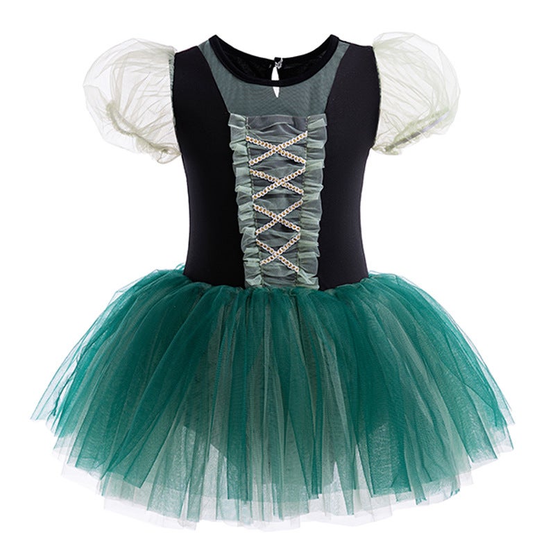 Childrens dance clothes summer short sleeve gauze skirt one-piece clothes body practice clothes girls ballet clothes wholesale K7214# Dance Skirt