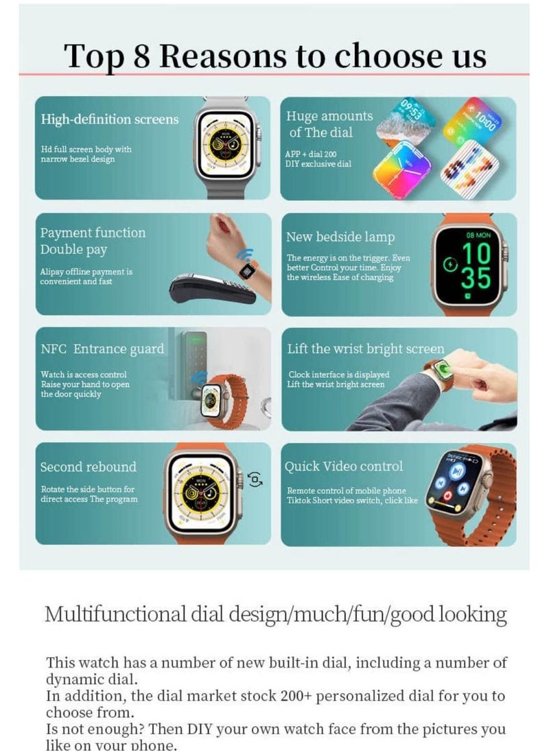 Brave - Ultra Smart Watch 2.1" Screen Bluetooth Call Music Heart Rate IP67 Waterproof, Voice assistant, NFC access control, ECG, Blood pressure, Blood oxygen, 49mm Android and iOS Compatible - Image 1