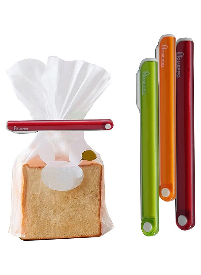 Home Pro 3 Pieces Colourful Bag Clips Food Bag Sealing Clips Bpa Free Air Tight Seal Grip Food Bags - Multicolour - Image 1