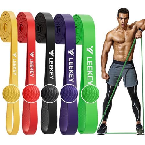 LEEKEY Resistance Bands, Exercise Bands with Handles,Pull Up Assist Bands - Band Set with Door Anchor - Bands for Working Out,Band for Men and Women Fitness Training, Physical Therapy,Home Workouts - Image 1