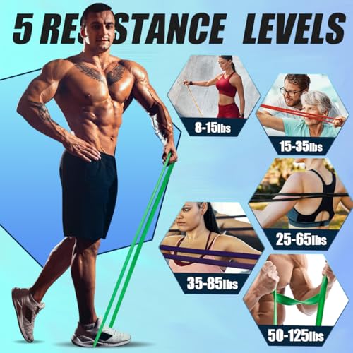 LEEKEY Resistance Bands, Exercise Bands with Handles,Pull Up Assist Bands - Band Set with Door Anchor - Bands for Working Out,Band for Men and Women Fitness Training, Physical Therapy,Home Workouts - Image 4