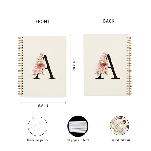 OXW Personalized Custom Initial A Notebook Journal, Customized Gifts for Women Teen Girls Coworkers Friends, Personalized Monogrammed Gifts for Women, Cute Girly Gifts for Teenage Girls(5.5'' X 8.3'') - Image 4