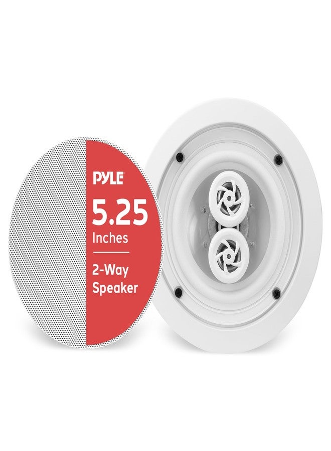 Pyle 5.25” Ceiling Wall Mount Speakers - 2-Way Weatherproof Full Range Woofer Speaker System Flush Design w/ 65Hz-22kHz Frequency Response 200 Watts Peak & Template for Easy Installation PWRC52 - Image 1