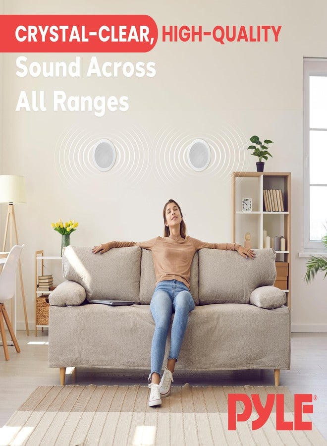 Pyle 5.25” Ceiling Wall Mount Speakers - 2-Way Weatherproof Full Range Woofer Speaker System Flush Design w/ 65Hz-22kHz Frequency Response 200 Watts Peak & Template for Easy Installation PWRC52 - Image 3