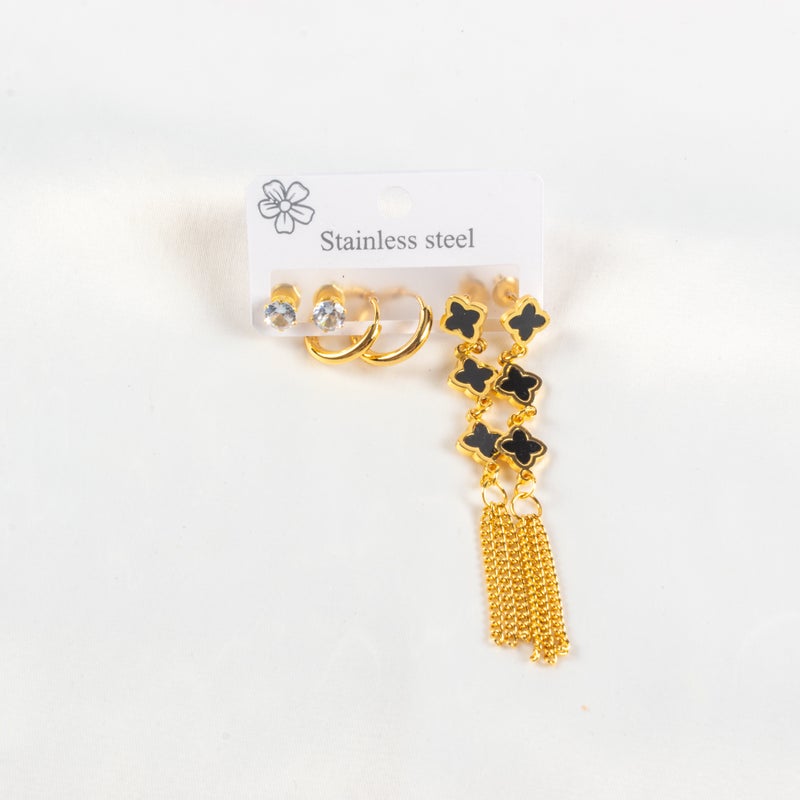 مجموعة من 3 حلق أستانليس ستيل ذهبي