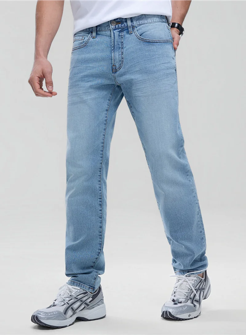 Men’s Skinny Taper Stretch Denim Jeans with Elastic Waist