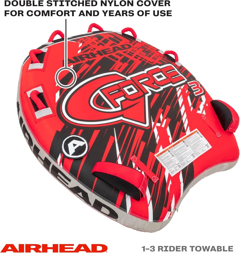 Airhead GForce Inflatable Towable Tube  24 Rider Models  Dual Tow Points  Full Nylon Cover  KwikConnect  Patented Speed Valve  Boat Tubes and Towables - Image 2