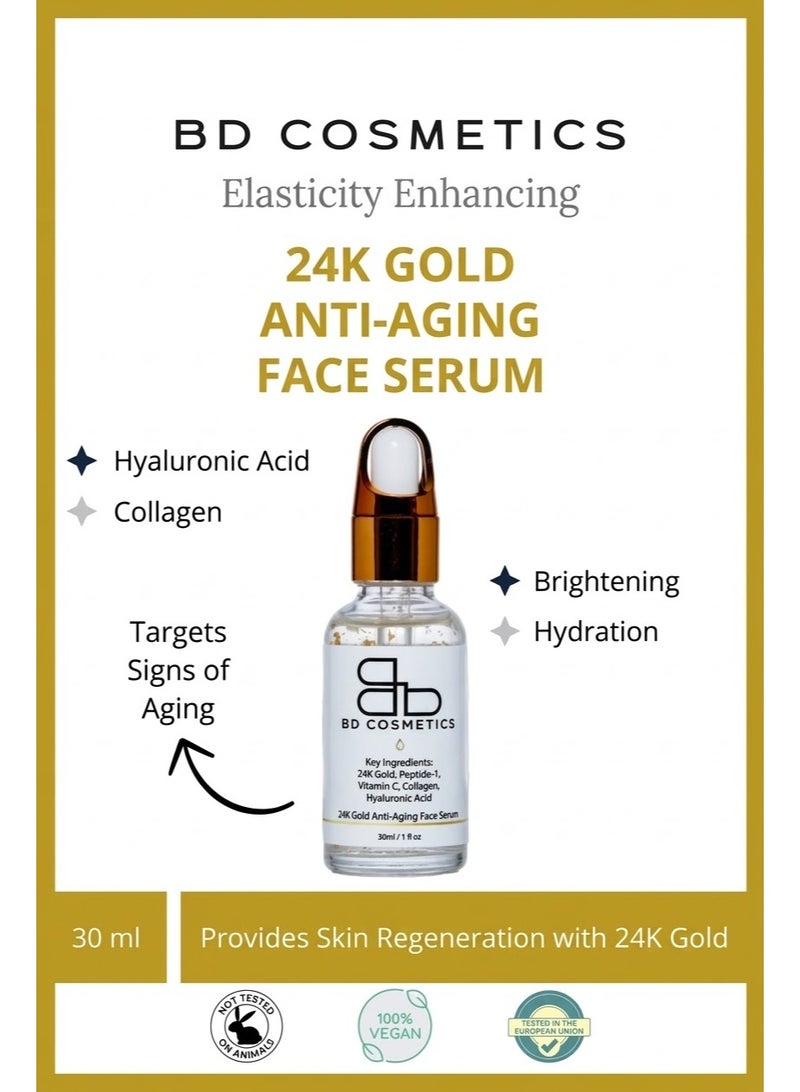BD Cosmetics 24K Gold Anti-Aging Face Serum 30mL - Image 1