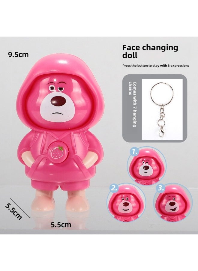 Labu Doll Keychain National Tide Sichuan Opera Face-changing Panda Doll Mask Toy Doll Children's Peking Opera-Colour:Strawberry Bear Keychain  - Image 1