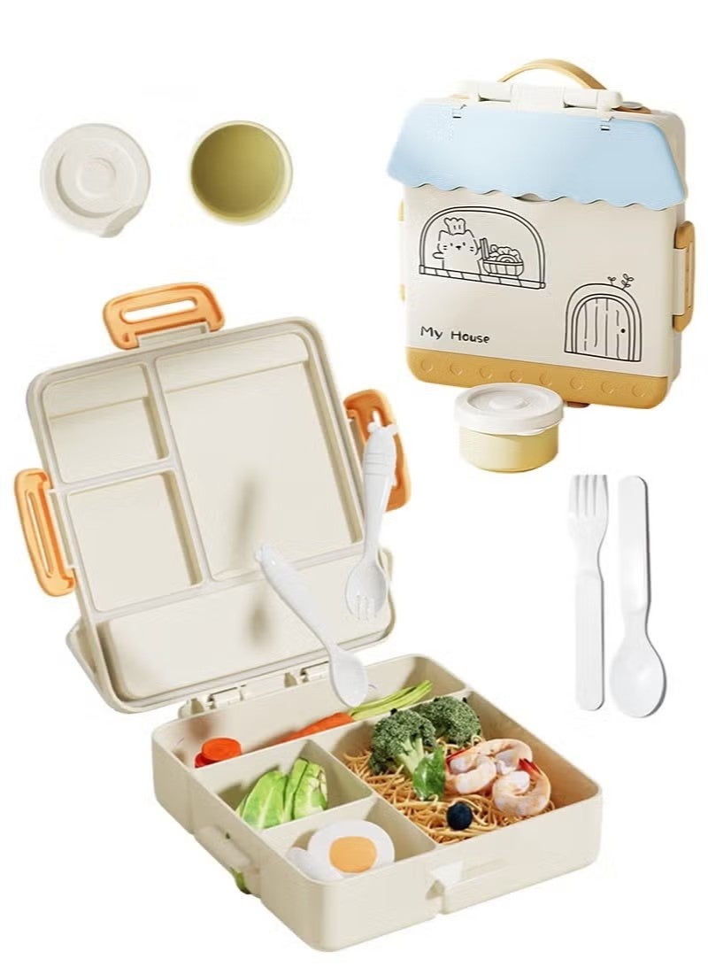 VIVP Portable Kids Bento Box, Children Lunch Boxs to School, Snack Containers for Travel, 4 Compartments Meal Prep Removable Divider, BPA Free, Microwave & Dishwasher Safe - Image 1