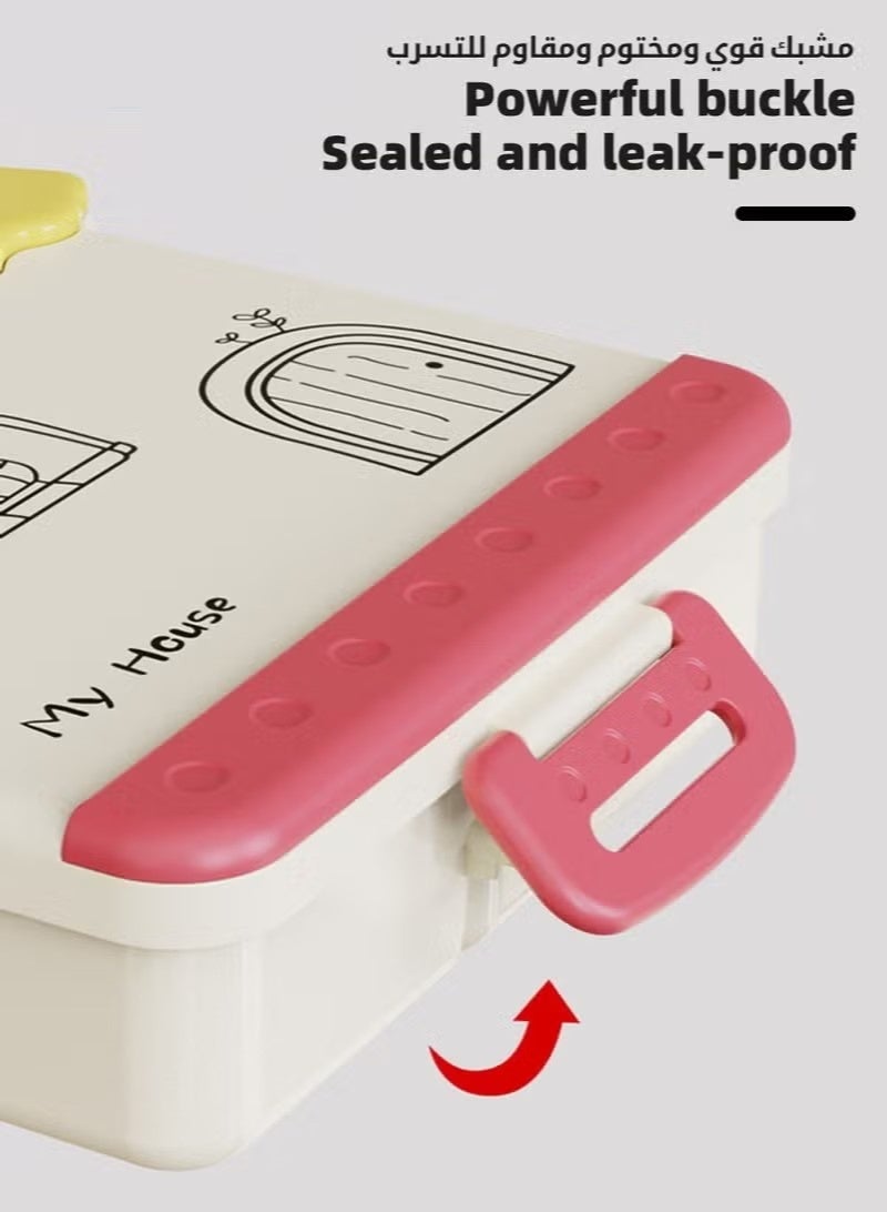 VIVP Portable Kids Bento Box, Children Lunch Boxs to School, Snack Containers for Travel, 4 Compartments Meal Prep Removable Divider, BPA Free, Microwave & Dishwasher Safe - Image 2