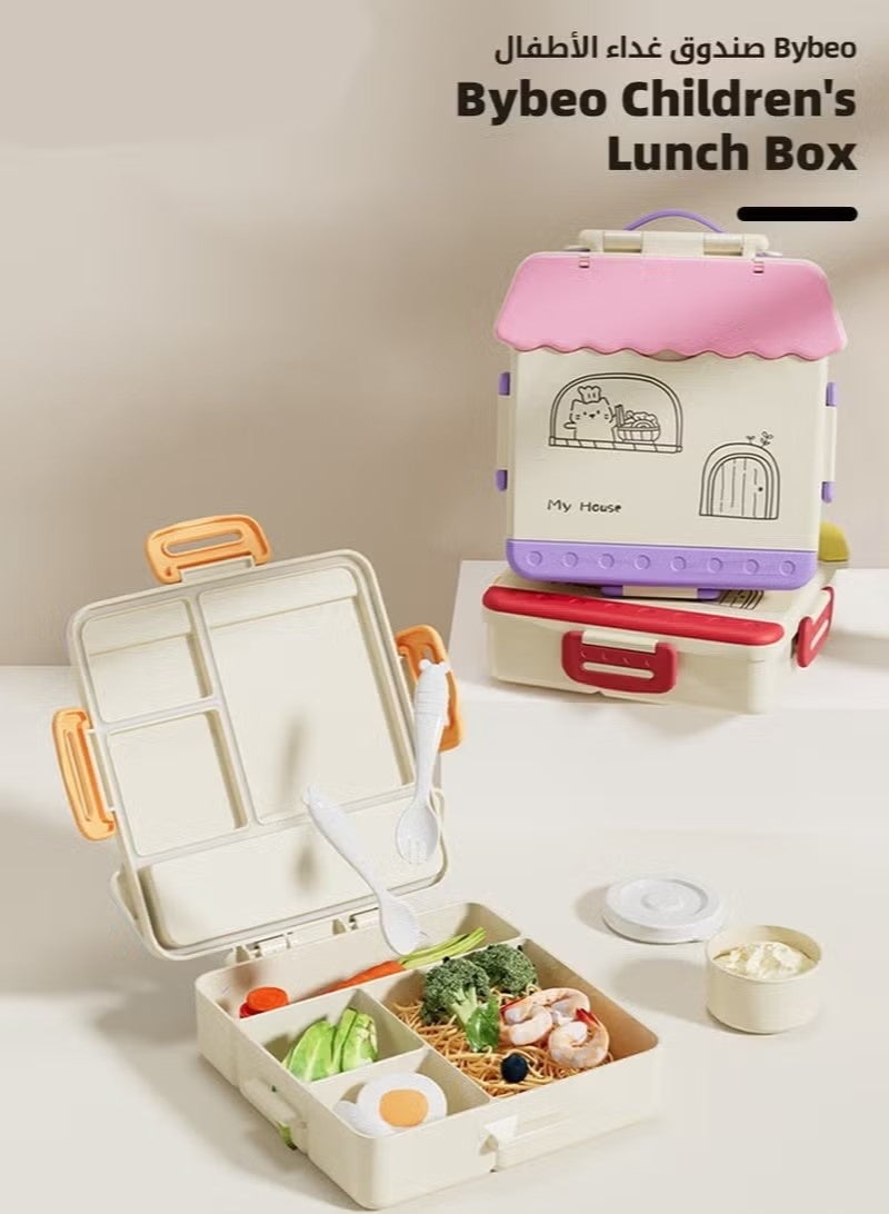 VIVP Portable Kids Bento Box, Children Lunch Boxs to School, Snack Containers for Travel, 4 Compartments Meal Prep Removable Divider, BPA Free, Microwave & Dishwasher Safe - Image 4