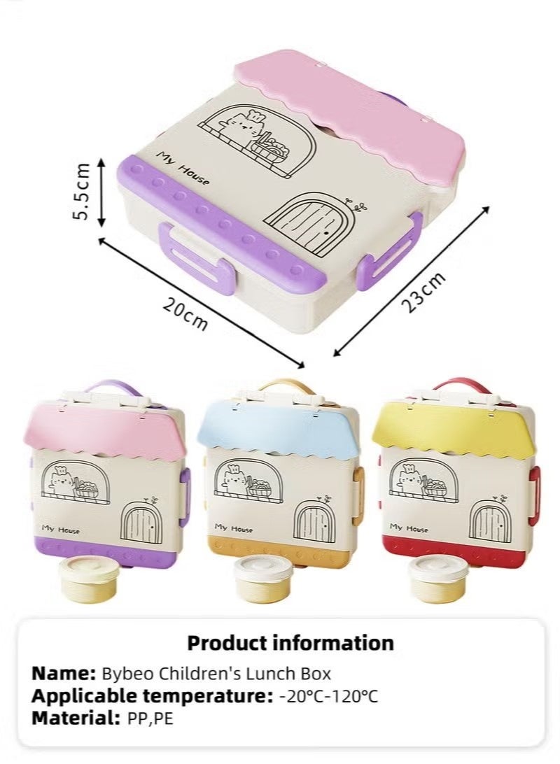 VIVP Portable Kids Bento Box, Children Lunch Boxs to School, Snack Containers for Travel, 4 Compartments Meal Prep Removable Divider, BPA Free, Microwave & Dishwasher Safe - Image 3