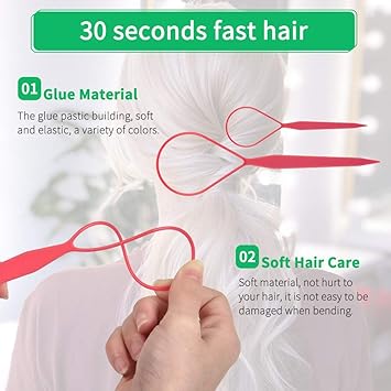 MORGLES Topsy Tail Hair Tool MORGLES 8pcs Hair Braiding Tool Topsy Tail Loop 4 Colors - Image 3