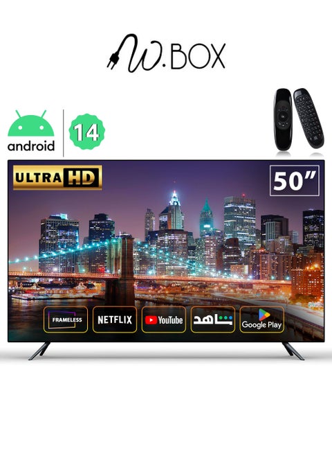 شاشة سمارت - اندرويد 14 - 50 بوصة - UHD - مع حامل جداري WB50BF