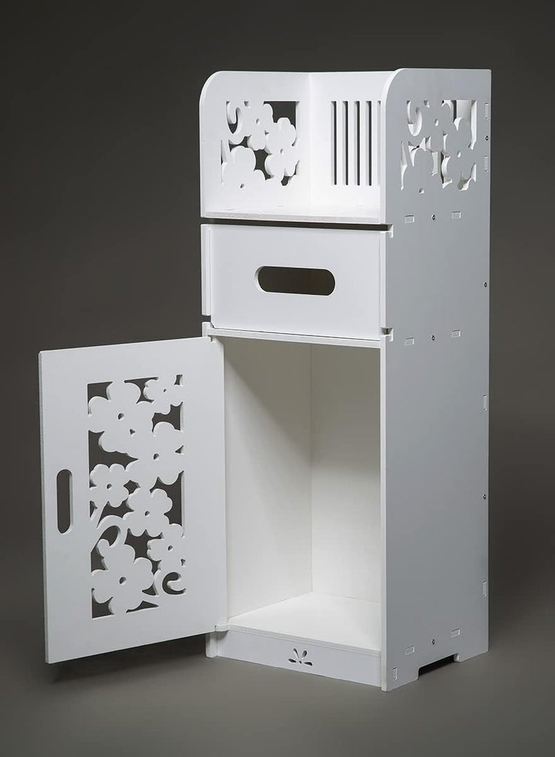 TPGP Large Waterproof Bathroom Cabinet - White Storage Unit Floor Tall Cupboard Organizer with Screws - Image 2