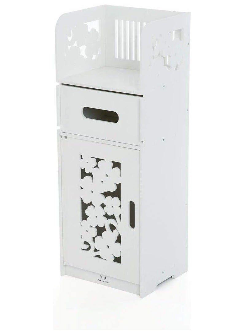 TPGP Large Waterproof Bathroom Cabinet - White Storage Unit Floor Tall Cupboard Organizer with Screws - Image 3