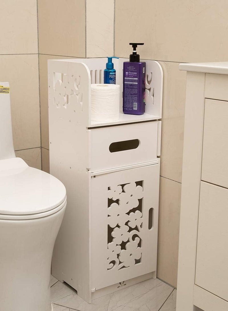 TPGP Large Waterproof Bathroom Cabinet - White Storage Unit Floor Tall Cupboard Organizer with Screws - Image 5