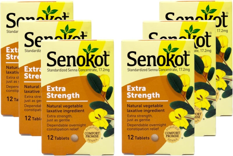 Senokot Extra Strength Natural Vegetable Laxative  12 Tablets Each Value Pack of 6 - Image 1