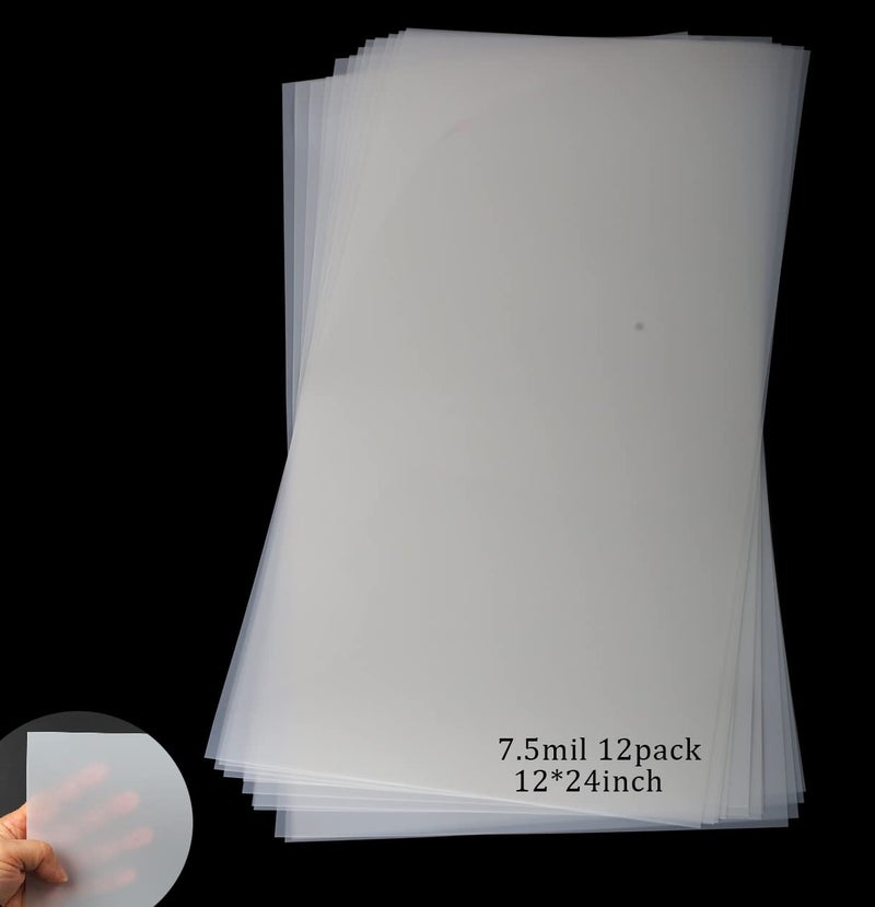 12 Pack 7 mil Blank Stencil Sheets 12 x 24 inch Mylar Sheet Acetate Sheets for Crafts Milky Translucent PET Template Material
