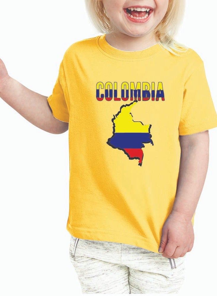 Colombia Kids Girls Tshirt - Round Neck Short Sleeve Cotton T-Shirt - Perfect for Young Colombian Explorer - Great Gift for Travelers  - Image 1