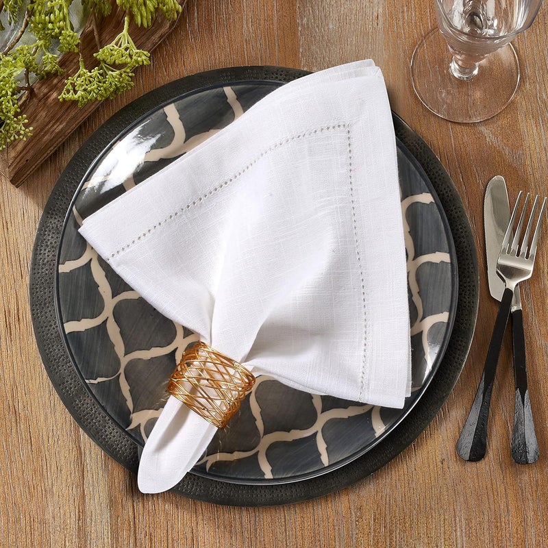 Light & Pro Lightnpro White Hemstitched Cotton Napkins Set of 6 – 18x18 Inch Dinner Cloth Napkins, Soft & Washable, Elegant Table Napkins for Dining, Wedding, Special Occasions & Everyday Use - Image 3