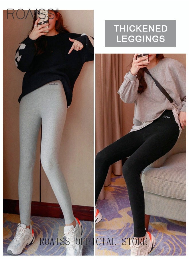 roaiss - 2-Piece Women Winter Warm Thick Trousers Fleece Lined Thermal Stretchy Leggings Winter High Waist Thick Warm Cashmere Lamb Fleece Pants Fluffy Slim Tights Stylish Women Yoga Leggings - Image 1