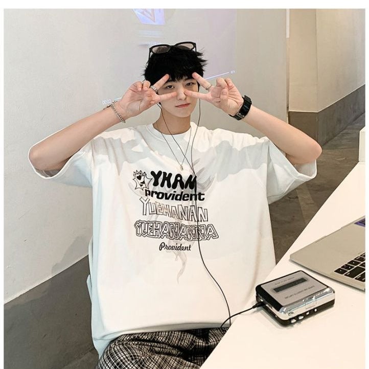 American Style Retro Pure Cotton Short-Sleeved T-Shirt Summer Korean Style Fashionable Brand Oversize Loose Couple'S All-Match T-Shirt - Image 4