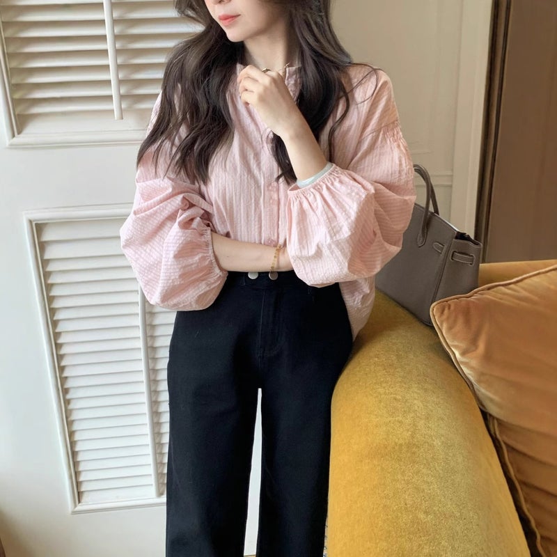 Women's Striped Puff Sleeve Blouse - Image 4