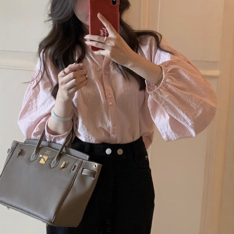 Women's Striped Puff Sleeve Blouse - Image 2
