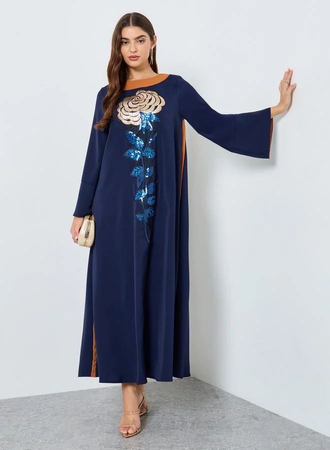 تايك تو عباية بأكمام طويلة مزينة بالترتر