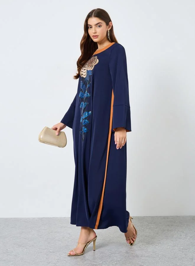 تايك تو عباية بأكمام طويلة مزينة بالترتر