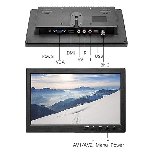 SKPM 10.1 Inch Hd Monitor Big Stand Mini Tv&Computer Display TFT LCD Color Screen for Car Backup Camera&Home Security System Built in Speaker Support Bnc/Avi/Vga/Hdmi Input - Image 5