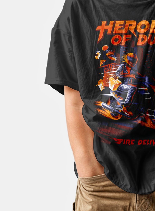 همبلكات تي شيرت للأولاد من هيرو أوف دبي تصميم ديزرت رايدر بطباعة جرافيك كاجوال باللون الأسود مصنوع من قطن فاخر 100% إصدار حصري وهدية تذكارية - Image 4