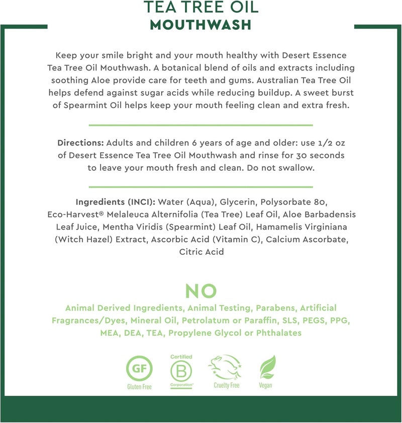 Desert Essence Natural Tea Tree Oil Mouthwash - 6 Pack of 16 fl oz Bottles - Image 5