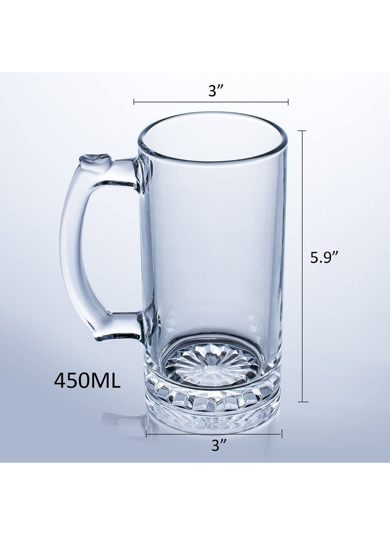 PrimeWorld PrimeWorld Glass Beer Mug Set 4 Pieces Clear 440 ml  - Image 5
