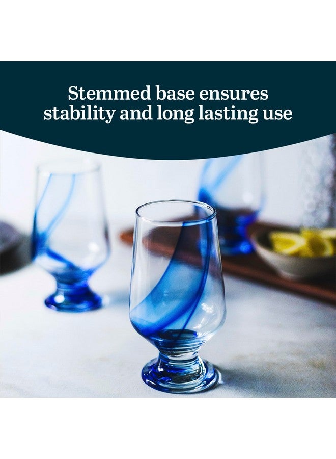 LIBBEY Libbey Blue Ribbon Goblet Glasses, Unique Blue Water Goblets Set of 8, Thick Stemmed Water Glasses for Sodas & Cocktails - Image 4