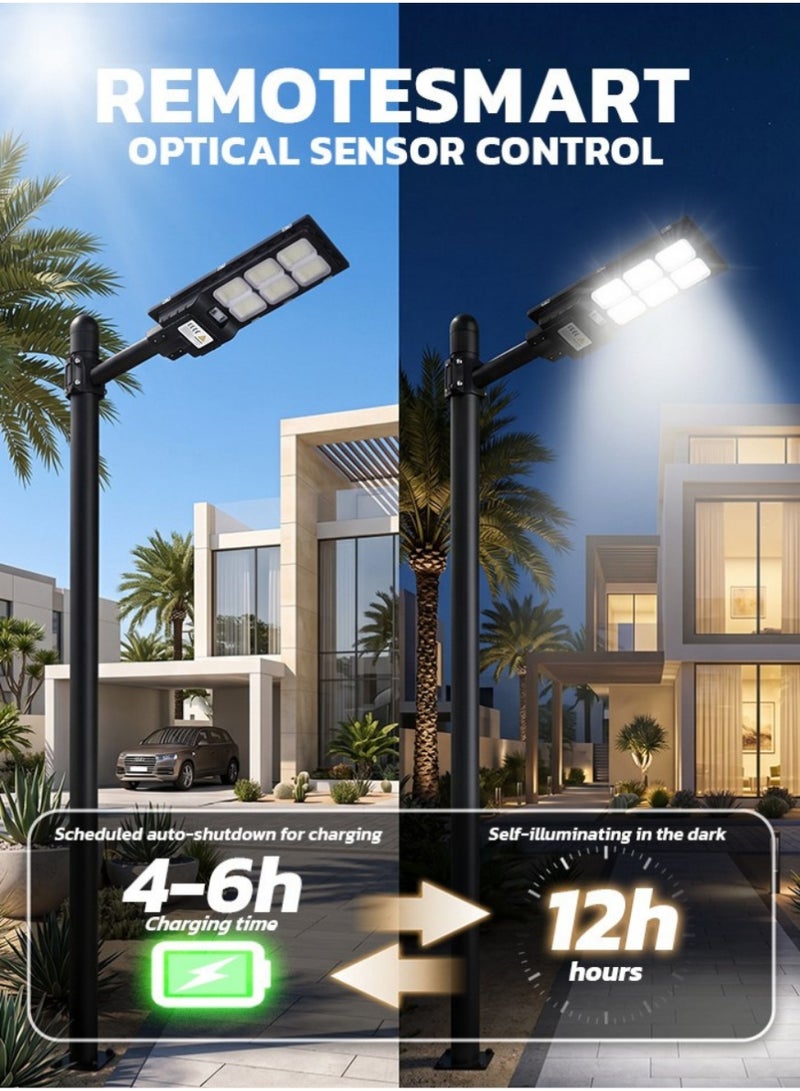 Max 800W Solar Street Light with SMD LED, 4.5V 5W Solar Panel, 3.2V 5Ah Li-ion Battery, Remote & Optical Sensor Control, Outdoor Waterproof Solar Lamp for Garden Yard Pathway Park - Image 4