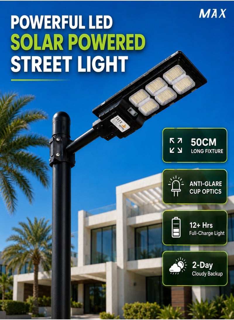 Max 800W Solar Street Light with SMD LED, 4.5V 5W Solar Panel, 3.2V 5Ah Li-ion Battery, Remote & Optical Sensor Control, Outdoor Waterproof Solar Lamp for Garden Yard Pathway Park - Image 1