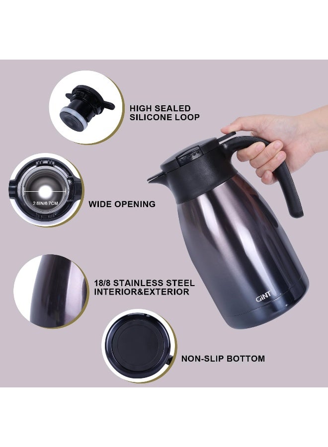 GiNT 51Oz Stainless Steel Thermal Coffee Carafe with Lid/Double Walled Vacuum Thermal Carafe / 12 Hour Heat Retention (Purple, 1.5L) - Image 3