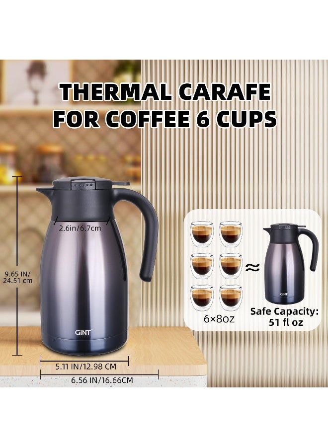 GiNT 51Oz Stainless Steel Thermal Coffee Carafe with Lid/Double Walled Vacuum Thermal Carafe / 12 Hour Heat Retention (Purple, 1.5L) - Image 4