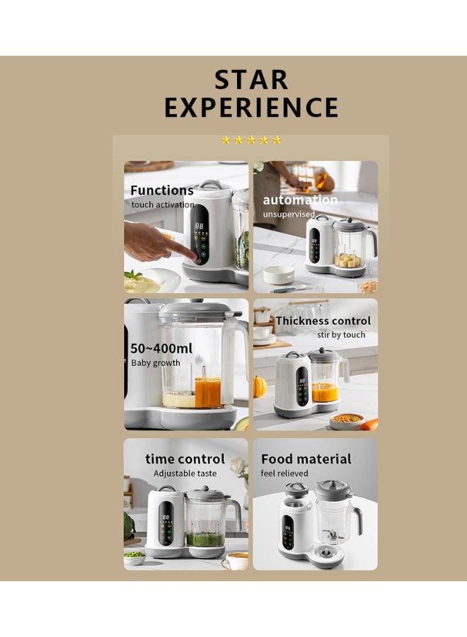 KINGMAZI Baby Food Maker, 5-in-1 Multifunctional Baby Food Processor, Baby Fruit Puree Maker, Touch Screen Control, Steamer & Blender in One, Auto Cooking & Grinding, Baby Food Warmer & Grinder, Timing Function – Includes Suction Cup Liquid Silicone Soft Baby Spoon + 6 Food-Grade Sealed Reusable Baby Food Storage Pouches - Image 4