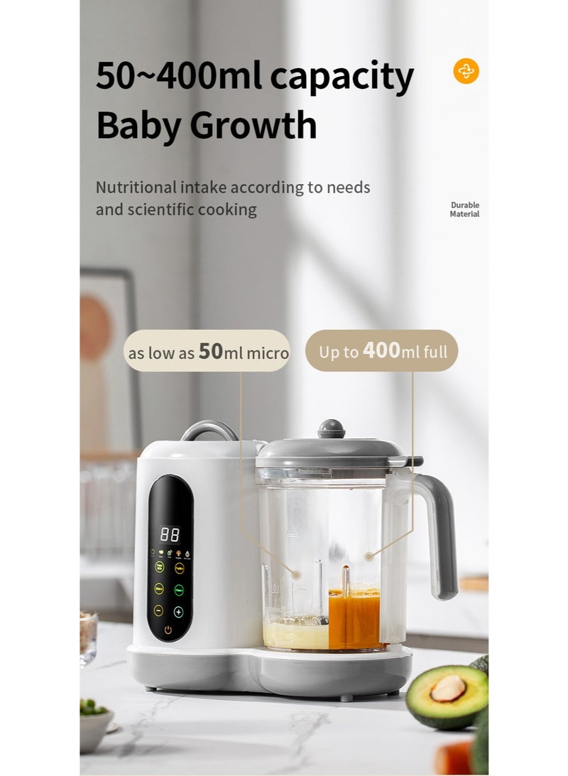 KINGMAZI Baby Food Maker, 5-in-1 Multifunctional Baby Food Processor, Baby Fruit Puree Maker, Touch Screen Control, Steamer & Blender in One, Auto Cooking & Grinding, Baby Food Warmer & Grinder, Timing Function – Includes Suction Cup Liquid Silicone Soft Baby Spoon + 6 Food-Grade Sealed Reusable Baby Food Storage Pouches - Image 5