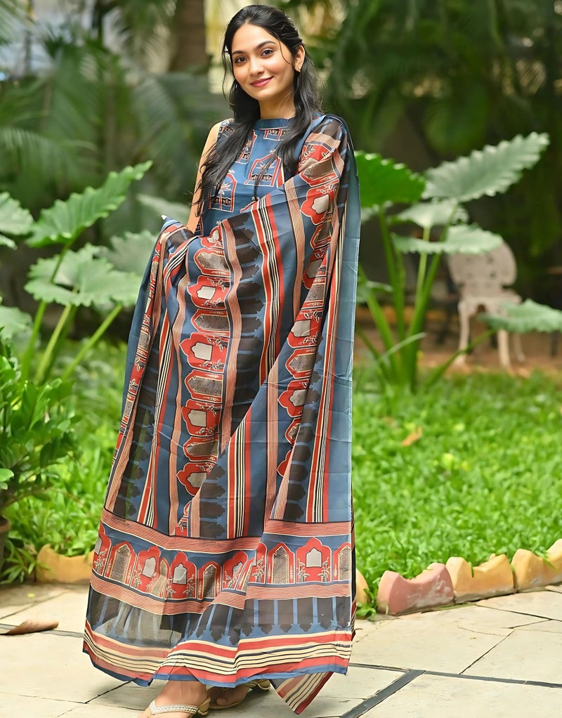 LookMark wedding guest kurta sets women chikankari set cotton under 500 moksh kanchi pastel colour silk anarkali farsi salwar - Image 5